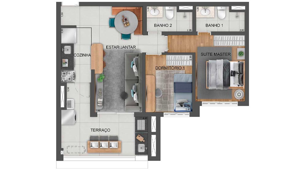 Planta Tipo - 66m²